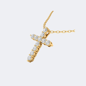 Collier pendentif croix en or massif avec diamants ronds sertis à griffes de 2,00 carats, breloque religieuse pour femme, chaîne réglable - Product Image 6