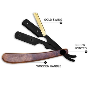 Rasoir de barbier classique en bois, finition inoxydable, rasoir de barbier pour un rasage propre - Product Image 4