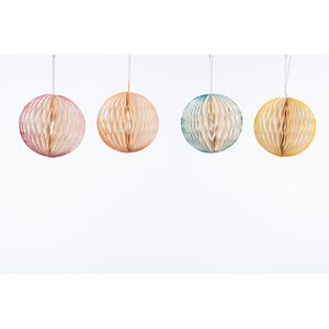 Boîte de 4 décorations de fête en forme de boule en papier origami à suspendre - Product Image 2