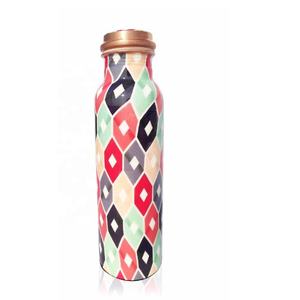 Enamel Printed Copper <b>Water</b> <b>Bottle</b> Yoga <b>Water</b> <b>Bottle</b> Ayurvedic Copper Vessel Leak Proof Copper <b>Water</b> <b>Bottle</b> - Product Image 3