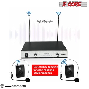 5Core <b>Wireless</b> <b>Microphones</b> w 2 Headset Portable Mini Microfono Inalambricos + Receiver 165ft Range - Product Image 2