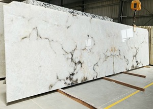 แผ่นหินควอตซ์โปร่งแสงคริสตัลสีขาวทันสมัยหินแกรนิตแคลไซต์ขัดเงากันน้ำสำหรับพื้นห้องครัวโรงแรมสำหรับการออกแบบกราฟิก - Product Image 4