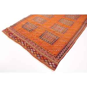 Grand tapis turc vintage de 5,6 x 7,7 pieds, tapis en laine à motifs floraux orange - Product Image 2