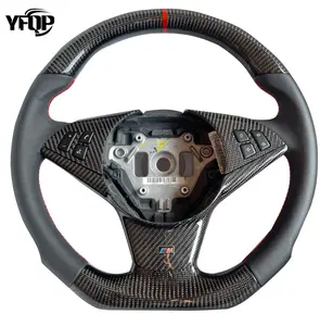 Para bmw old e60 5 series 6 series m6 m5 volante, volante em fibra de carbono, couro