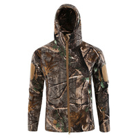 Veste softshell à capuche pour homme, imprimé camouflage, fermeture éclair intégrale, imperméable, coupe-vent, polyester, pour la chasse en hiver, vêtements d'extérieur