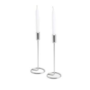 Ensemble de luxe de 2 bougeoirs en acier au design élégant, parfaits pour la vaisselle élégante et la décoration sophistiquée de la maison - Product Image 1