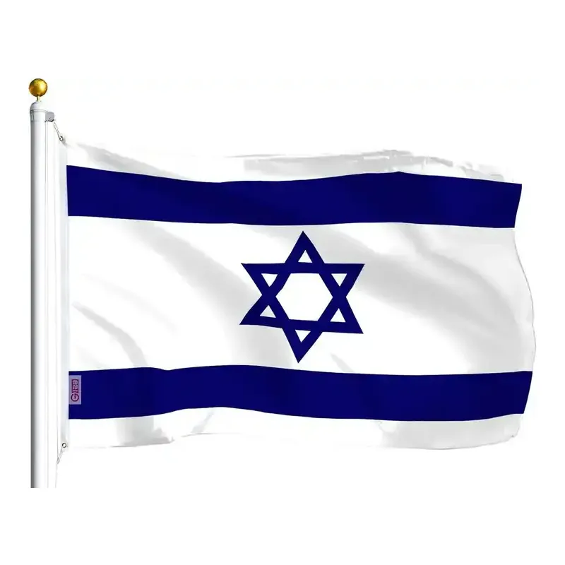 Drapeau national brodé double face longue durée Polyester Durable personnalisé 3x5 expédition le jour même drapeau israélien