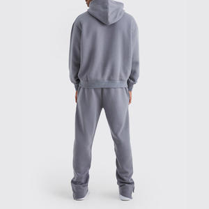 Survêtement unisexe lavé à l'acide coupe régulière 2 pièces ensemble de joggers à capuche solide décontracté vêtements de salon mode avant Street Style Looks - Product Image 5