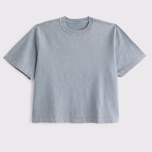 OEM Vente en gros T-shirt pour hommes à col ras du cou épais 100% coton T-shirt court personnalisé coupe carrée motif solide T-shirt court surdimensionné - Product Image 1