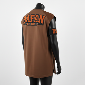 Camiseta sin Mangas para Mujer, Algodón Premium, Poliéster, Tejido Transpirable, Color Marrón, Apliques Personalizados, Bordado, Camisetas de Algodón para Mujer - Product Image 5