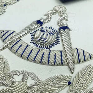 Delantal Masónico de Alta Calidad, Hecho a Mano, Regalia Masónica, Delantal de Oficial Masónico con Diseño de Hilo Dorado - Product Image 4