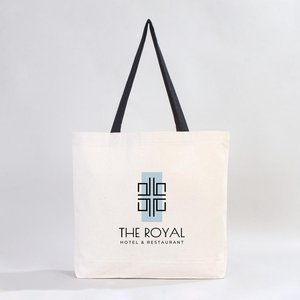 Custom 10 oz Cotton Canvas <b>Beach</b> Tote <b>Bag</b> with Black Handles 19 16 4 Inches Washable 48 41 10 cm - Product Image 4