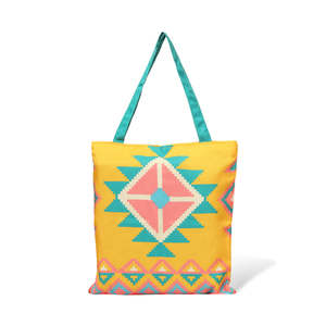 Vivid <b>Abstract</b> Cotton <b>Canvas</b> Tote Bags with Zipper Closure - Product Image 4