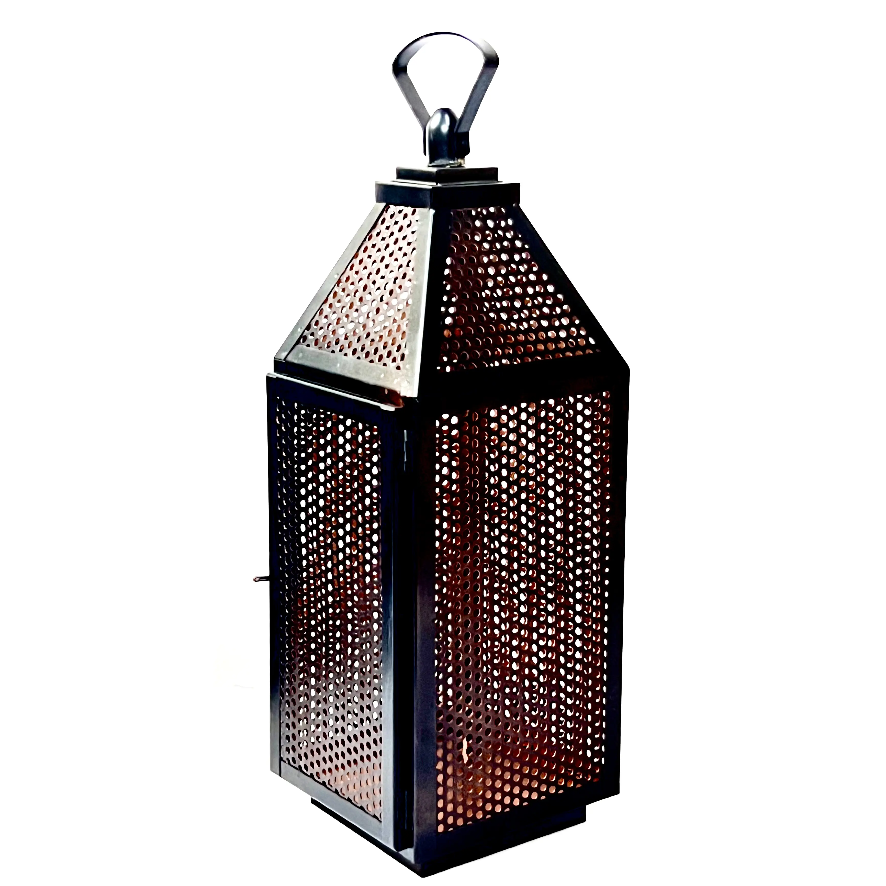 Wholesale Modern Designer Lantern Moroccan Black and Copper Decorative Moroccan Candle Lantern