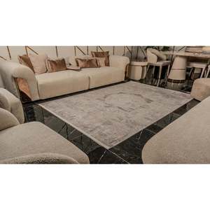 Zett ZE005 Blanc Tapis en Polyester Doux Longue Durée Motif de Couloir Rectangle Fait Main pour Salon et Chambre - Product Image 4