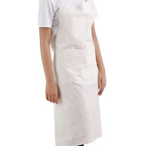 Tablier à bavette teint en fil de coton 100%, bavoir à la taille gris, cuisine salon de coiffure jardin barbecue PE LDPE PU PVC Denim tissu polyester - Product Image 1