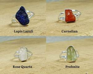 Bague en argent sterling 925 avec pierre brute, cristal naturel, bijoux faits à la main, cadeau pour elle - Product Image 3