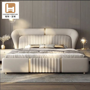 Элитная кровать из искусственной кожи для виллы, мягкая мебель для спальни, современный дизайн - Product Image 3