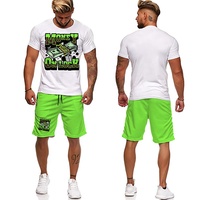Ensemble survêtement 2 pièces personnalisé pour homme, t-shirt et short décontractés, séchage rapide, polyester/coton, couleur unie, vente en gros