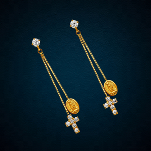 Top Design plaqué or alliage bijoux boucles d'oreilles à la mode chrétien religieux marie mère diamant clouté mode cerceau classique - Product Image 2