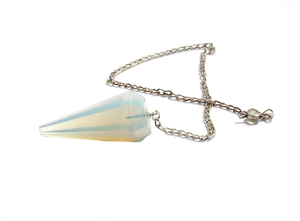 Péndulo de opalito de alta calidad, piedra preciosa de cristal Natural, cono facetado, Péndulo de radiestesia para péndulos curativos de Reiki a la venta - Product Image 4