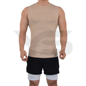 Camiseta sin mangas de algodón informal para hombre al por mayor de alta calidad 240g sin mangas transpirable cuello redondo Fitness camiseta sin mangas suelta - Product Image 5