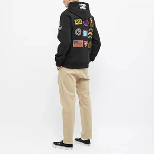 Sudadera con capucha extragrande de invierno con parche de pedrería bordado, 100% algodón polar, duradera, transpirable, con parche cosido, para venta al por mayor - Product Image 3