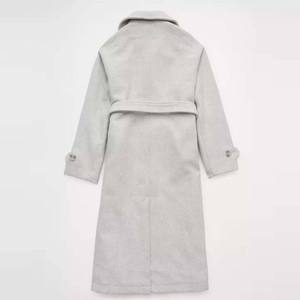 Latest Design Long Woolen Coats for Men Overcoat with Belt for <b>Women</b> Breathable Cotton - Product Image 2