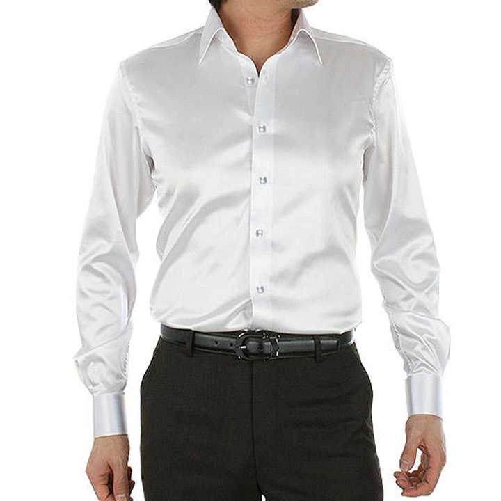 Men's Black Satin Luxury Dress Shirts 2019 Silk Smooth Men Tuxedo Shirt