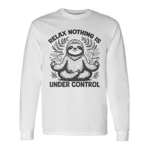 Camiseta de Manga Larga con Estampado de Perezoso Practicando Yoga, Relájese y Descontraiga con Esta Encantadora Camiseta Promocional - Product Image 1