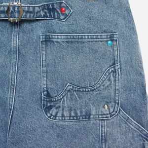 Short en jean taille moyenne tissé hip-hop décontracté d'été pour hommes avec strass de style baggy vintage - Product Image 4