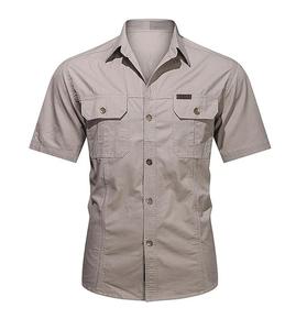 New Arrival <b>Men's</b> Casual Cotton Dress <b>Shirt</b> Short Sleeve with Double Pocket Stand Collar Anti-Wrinkle for Summer in Any Size - Product Image 4