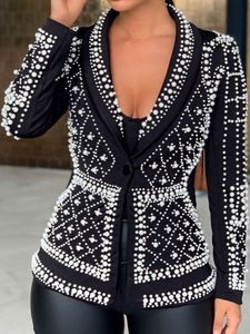 Chaqueta bordada en tela de terciopelo con falda embellecedora de cuentas de cristal, perlas, trabajo de piedra de vidrio para fiesta, 2022 - Product Image 2
