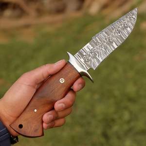 Cuchillo de Caza de Acero de Damasco Forjado a Mano con Mango de Madera para Supervivencia al Aire Libre, Camping, Pesca, Cuchillos de Caza con Hoja de Acero de Damasco - Product Image 3
