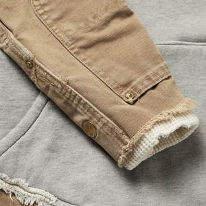 Custom <b>Mens</b> Waffle Paneled Details Raglan Sleeves Sage <b>Green</b> 100% Cotton 380gsm Cotton Fleece Hoodie - Product Image 4