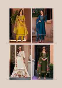 Fantaisie tendance à la mode vêtements ethniques visqueux soie Kurti Pant & Dupatta avec main et broderie travail exportateur mondial - Product Image 5