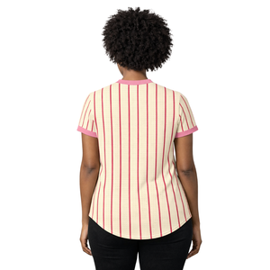 Jersey de Béisbol Soror Ivory, Jersey Casual Elegante para Hermandad Universitaria, Rosa y Verde, para Mujeres - Product Image 2