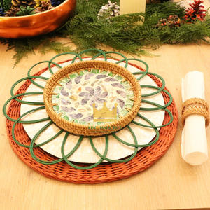 Bandeja de servicio de ratán madreperla, forma redonda, servidor de yute de gran tamaño, servidor de alimentos para bodas, calidad Premium - Product Image 6