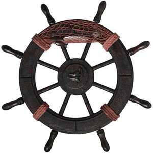 Vente chaude Antique Personnalisé Bois Rouge Nautique Décoration Murale Roue de Navire Art Mural Moderne avec Design Sculpté de l'Exportateur Indien - Product Image 2