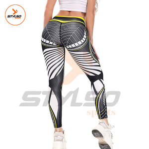 Leggings de Yoga con estampado por sublimación para mujer, Leggings de cintura alta para Yoga y Fitness - Product Image 4