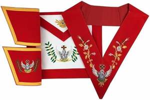 Conjunto de Regalia del rito escocés de 18 grados, conjunto azul bordado a mano, delantal vestido completo de Arco Real con respaldo azul - Product Image 3