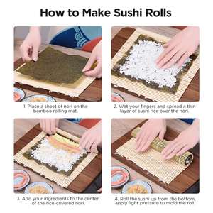 Meilleures ventes de tapis roulant à sushi en bambou matériau naturel écologique Onigiri outils de moule à rouleau de riz - Product Image 6