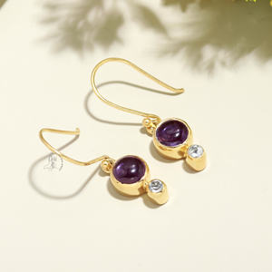 Pendientes de piedras preciosas de amatista de belleza Plata de Ley 925 pura Pendientes de uso diario increíbles Pendientes de calidad superior hechos a mano al por mayor - Product Image 3