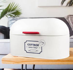 Boîte de rangement de pain en métal polyvalent blanc avec organisateur de couvercle pour les décorations de cuisine disponibles aux prix de gros de l'Inde - Product Image 1