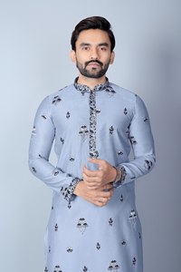 Ensemble Kurta en soie Chanderi solide de style 'Salman' élégant pour les fêtes et les festivals - Product Image 2