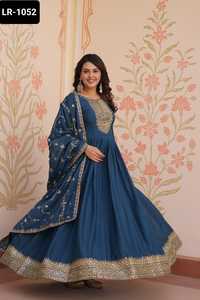 Vêtement Ethnique Indien Étoile Georgette avec Zari et Paillettes Brodé Travail Anarkali Fantaisie Robe avec Travail Lourd Dentelle Bordure Dupatta - Product Image 5