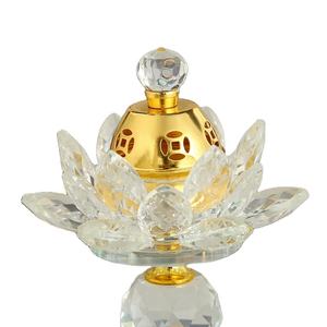 เครื่องหอมธูปโลหะพร้อมดอกไม้คริสตัลสำหรับเครื่องพ่นไอน้ำมันหอมระเหยลายดอกไม้สีทองรูปดอกไม้สำหรับฤดูใบไม้ผลิ - Product Image 2