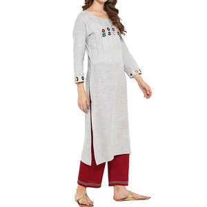 Haute qualité en gros coton soie cousu femmes Shalwar Kameez Style indien-pakistanais toutes saisons couleur blanche robe lavable - Product Image 4
