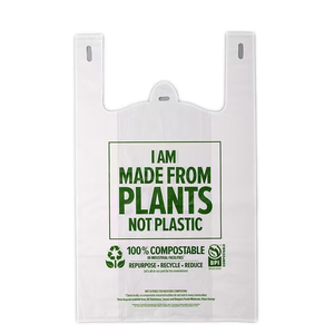 Vente en gros directe en usine Sacs de t-shirts à provisions en plastique vert écologique HDPE/LDPE Vente en gros Sac à provisions biodégradable - Product Image 1