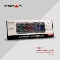 Clavier de jeu Crown Micro CMGK-10 RGB avec disposition arabe personnalisée, interface micro USB, clavier mécanique en aluminium
